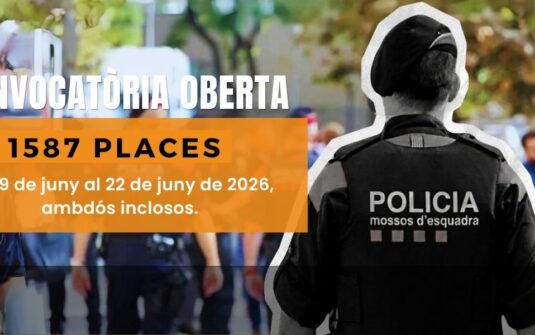 Nova convocatòria Mossos 2026: 1.587 places obertes