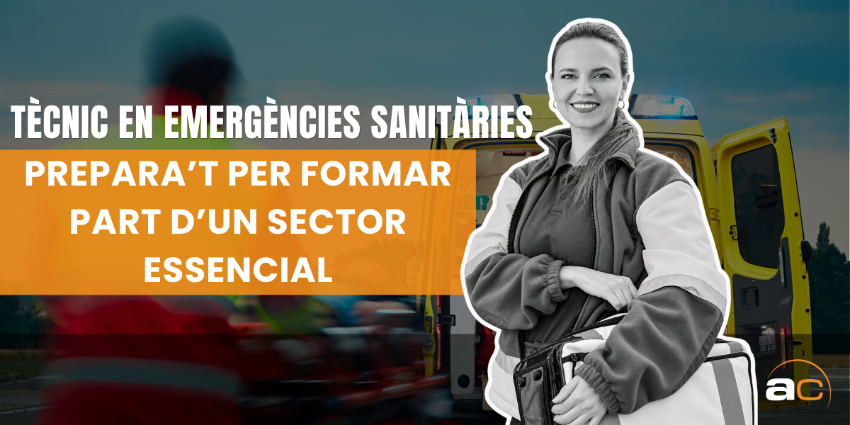 Tècnic en Emergències Sanitàries amb uniforme, en una creativitat d’AulaCat sobre una professió essencial.